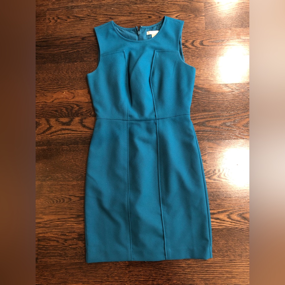 Banana Republic Teal Midi Dress Classic Chic Business Casual 0 Petite